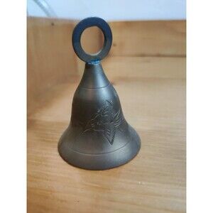 Vintage Service Dinner Brass Bell with Etched Bird  3x2x2" Great Tone